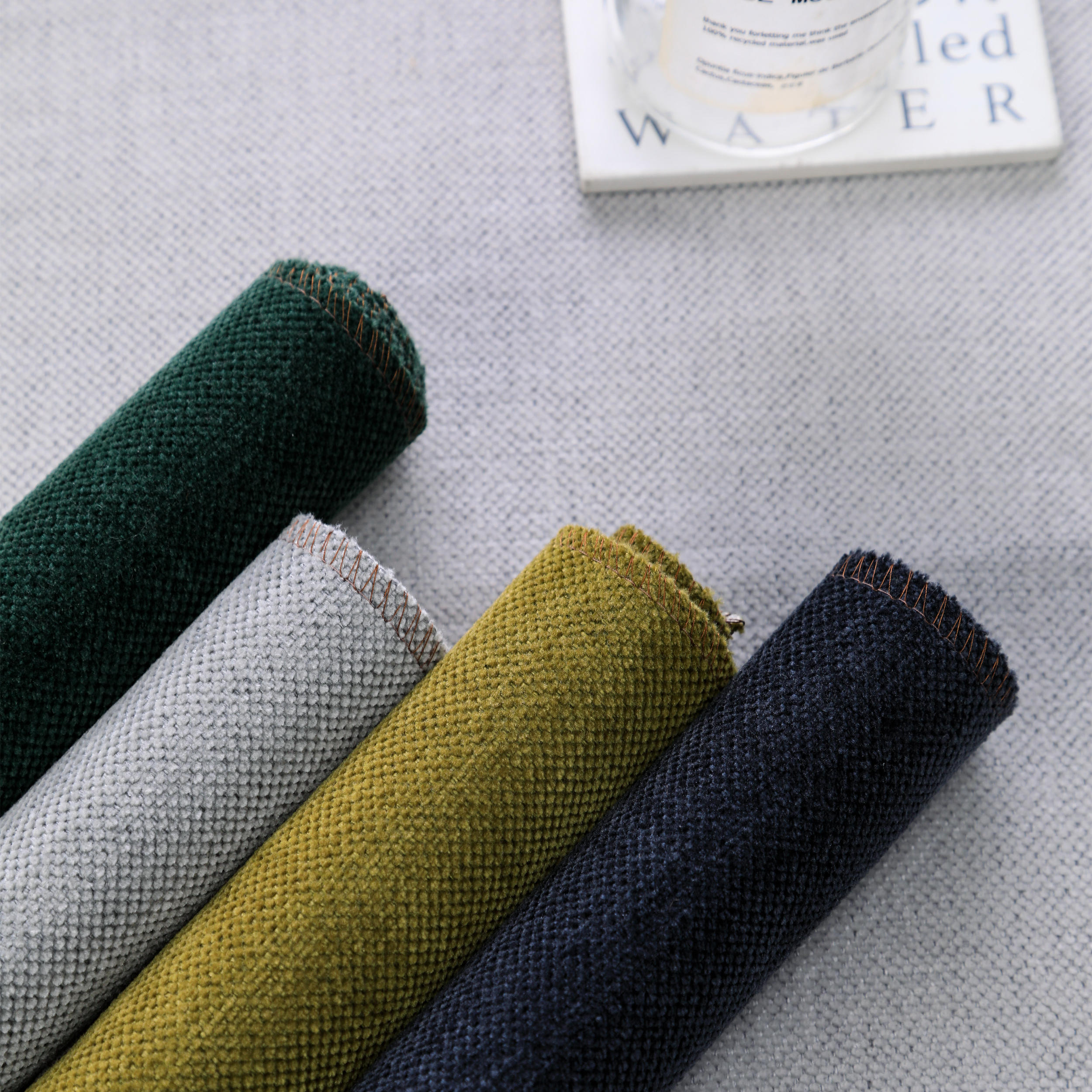 Plain weaved fabric for sofa linen look