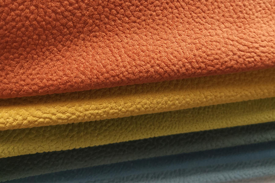 Velvet warp knitted leather embossing fabric for sofa upholstery